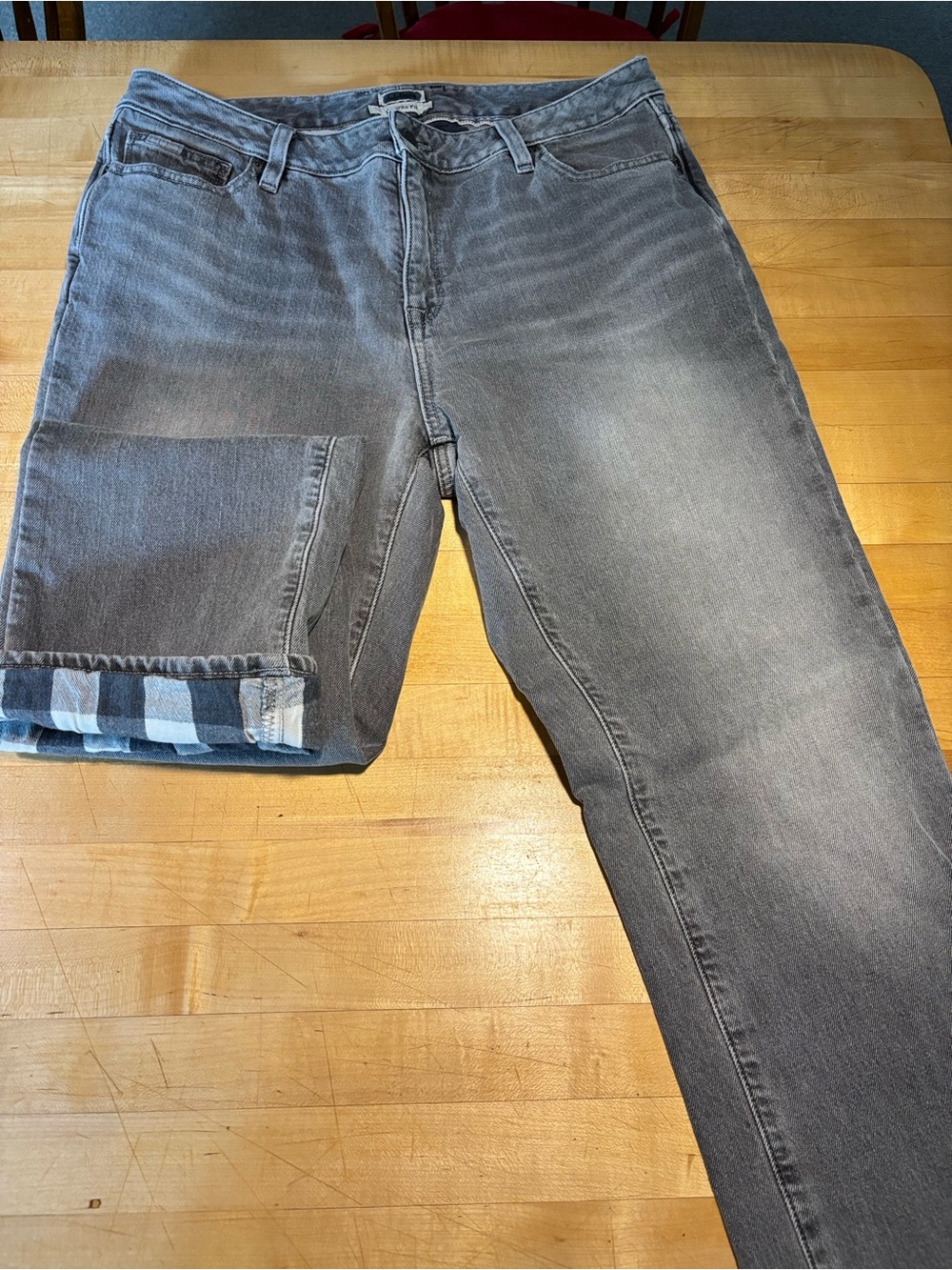 L.L. Bean Women’s Flannel Lined Favorite Fit Jeans in Washed Gray